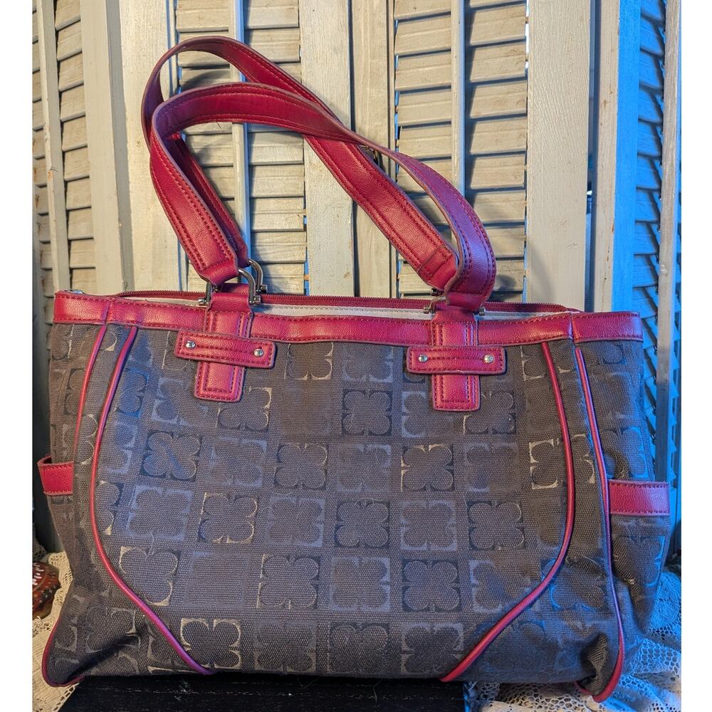 Y2K era Liz Claiborne double strapped tote cranberry red